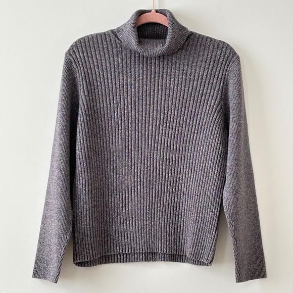 Charter Club Gray Cotton Ribbed Turtleneck Sweater - Picture 1 of 16